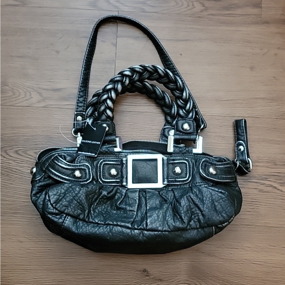 NWT Wilson's Leather Black Rivet Purse